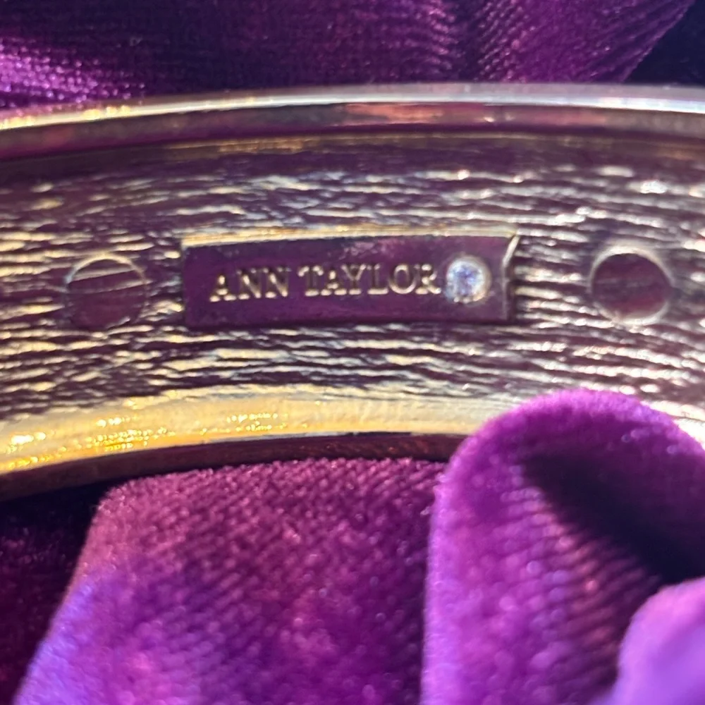 Ann Taylor Black Cuff Bracelet Silver Black Art Deco